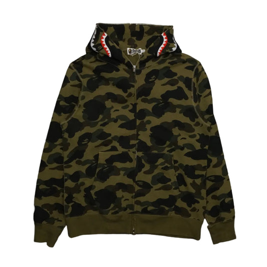Bape Shark Green Camo Zip Hoodie