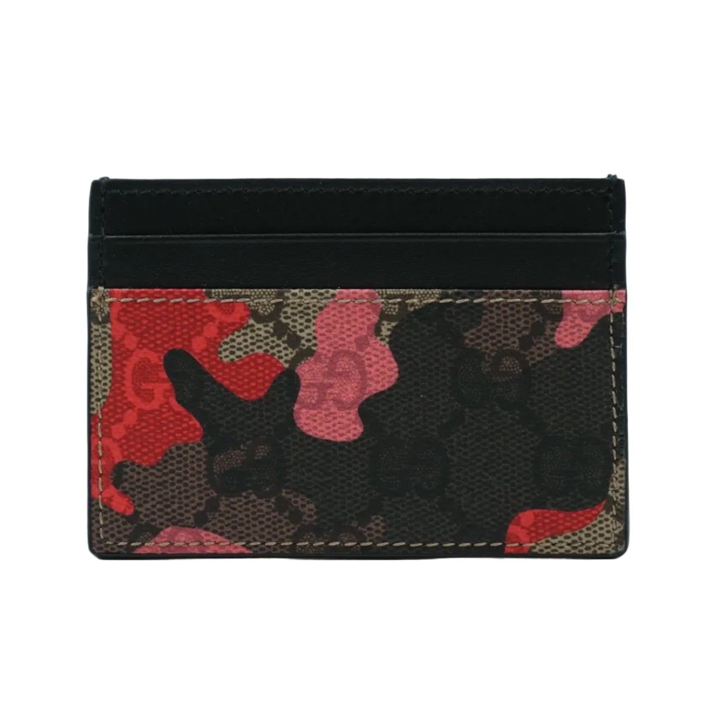 Gucci GG Monogram Logo Red Camouflage Beige Cardholder