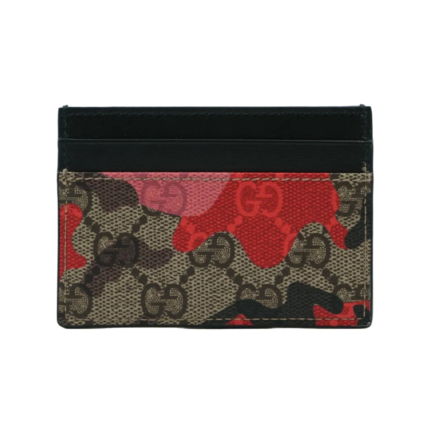 Gucci GG Monogram Logo Red Camouflage Beige Cardholder