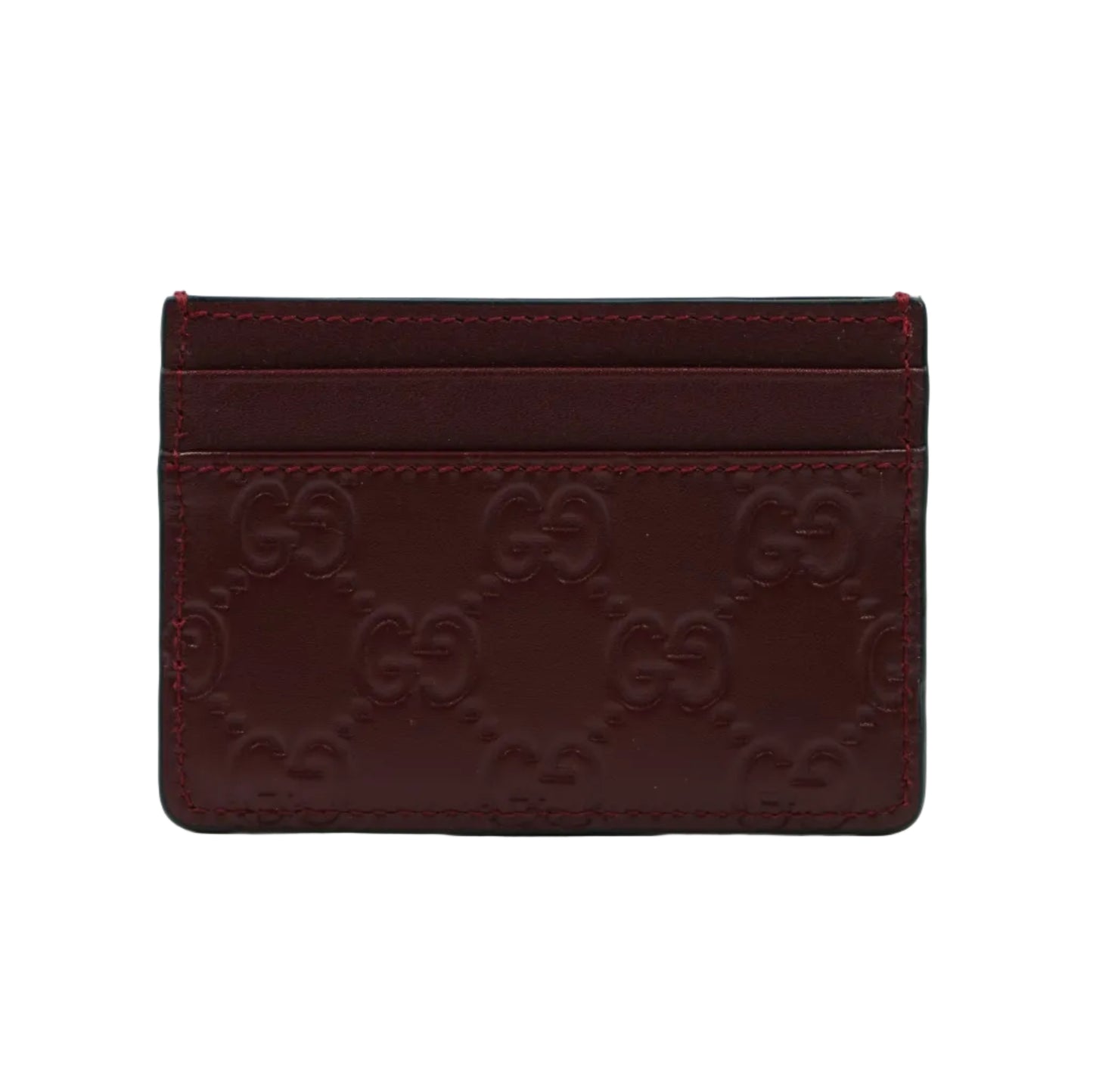 Gucci GG Monogram Logo Burgundy Leather Cardholder