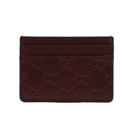 Gucci GG Monogram Logo Burgundy Leather Cardholder