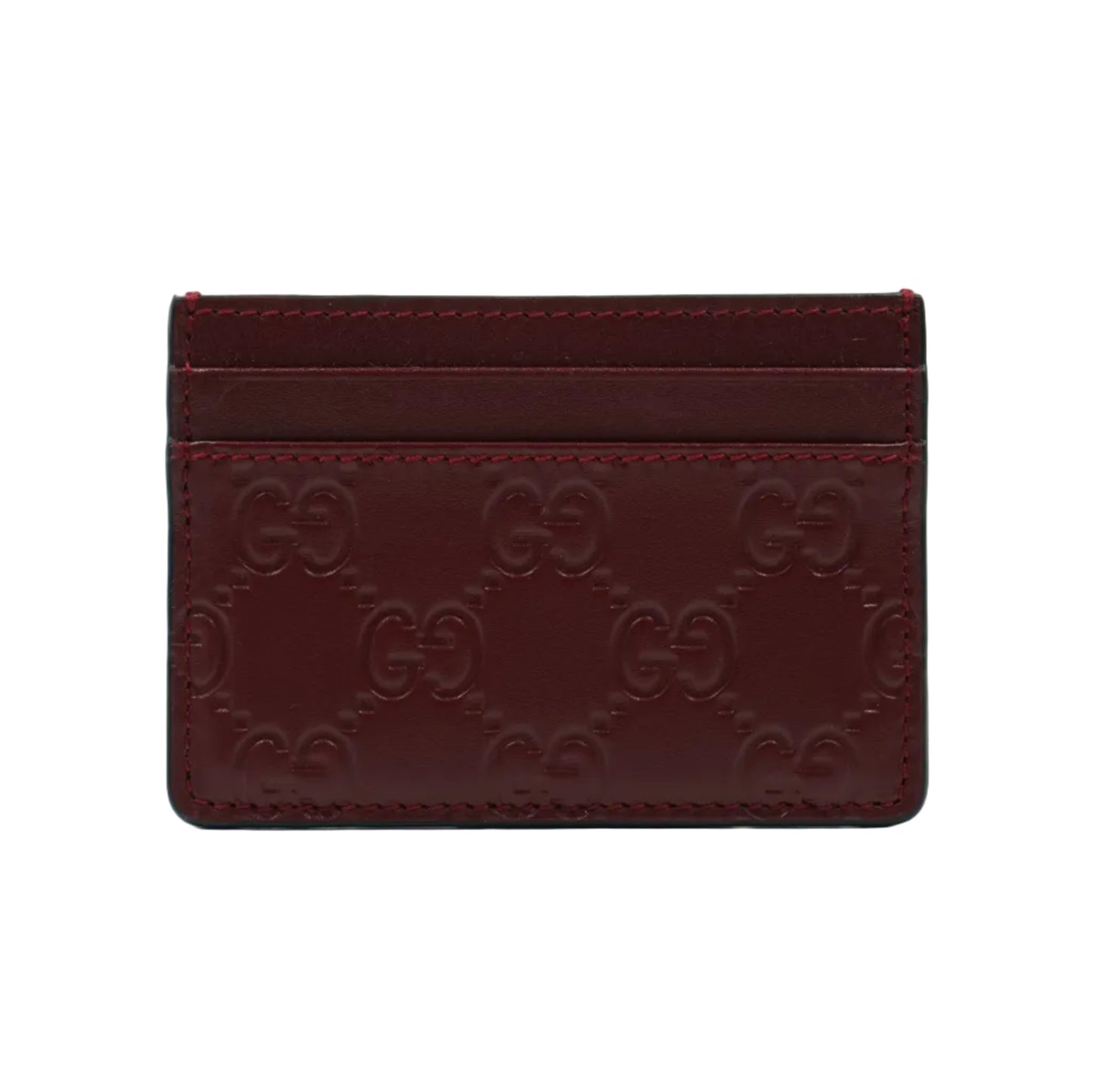 Gucci GG Monogram Logo Burgundy Leather Cardholder