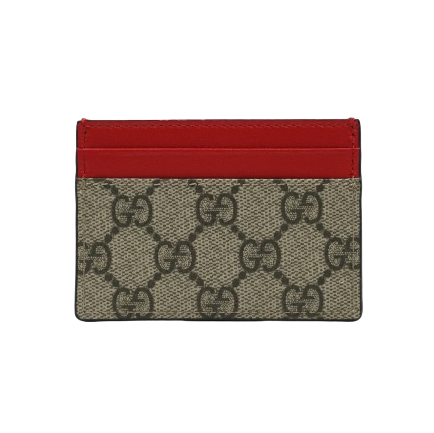 Gucci GG Monogram Logo Beige/Red Cardholder
