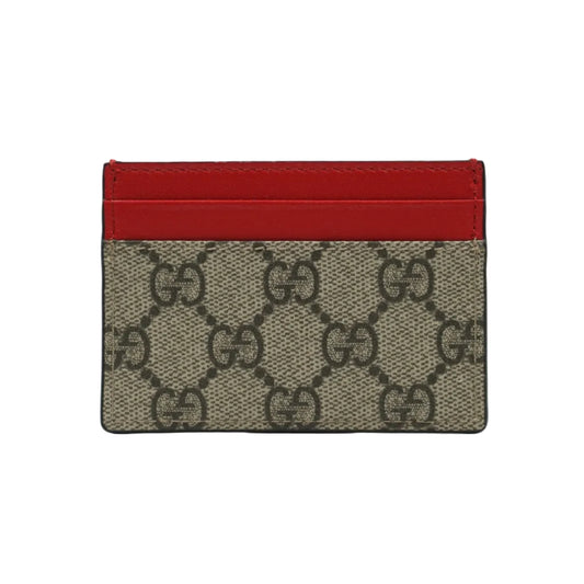 Gucci GG Monogram Logo Beige/Red Cardholder