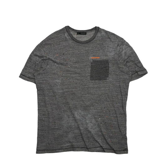 Dsquared2 Chest Pocket Orange Logo Grey T-Shirt