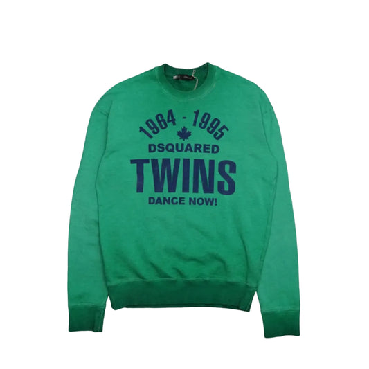 Dsquared2 Twins Dance Now Blue Text Green Crewneck