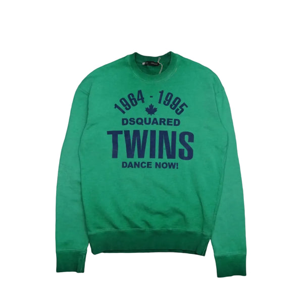 Dsquared2 Twins Dance Now Blue Text Green Crewneck
