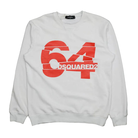 Dsquared2 Red 64 Logo White Crewneck