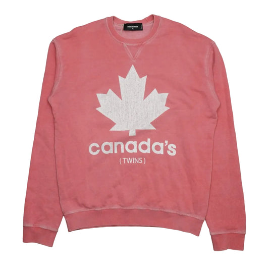 Dsquared2 White Leaf Pink Crewneck