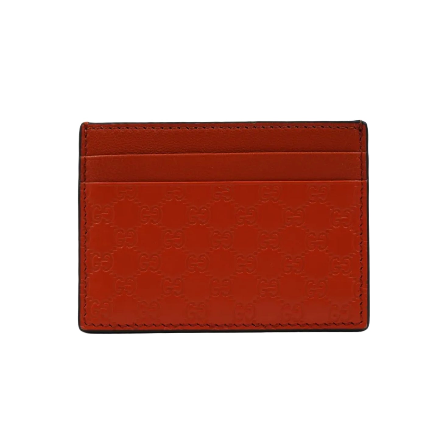 Gucci GG Logo Embossed Orange Leather Cardholder