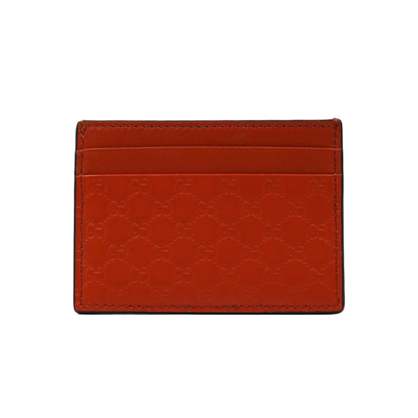 Gucci GG Logo Embossed Orange Leather Cardholder