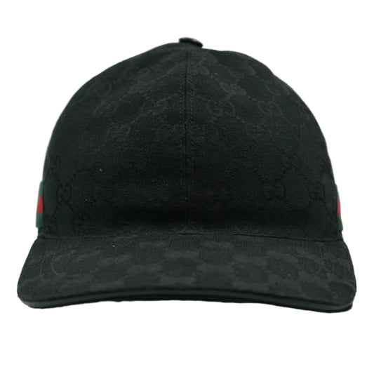 Gucci GG Logo Monogram Black Canvas Baseball Hat