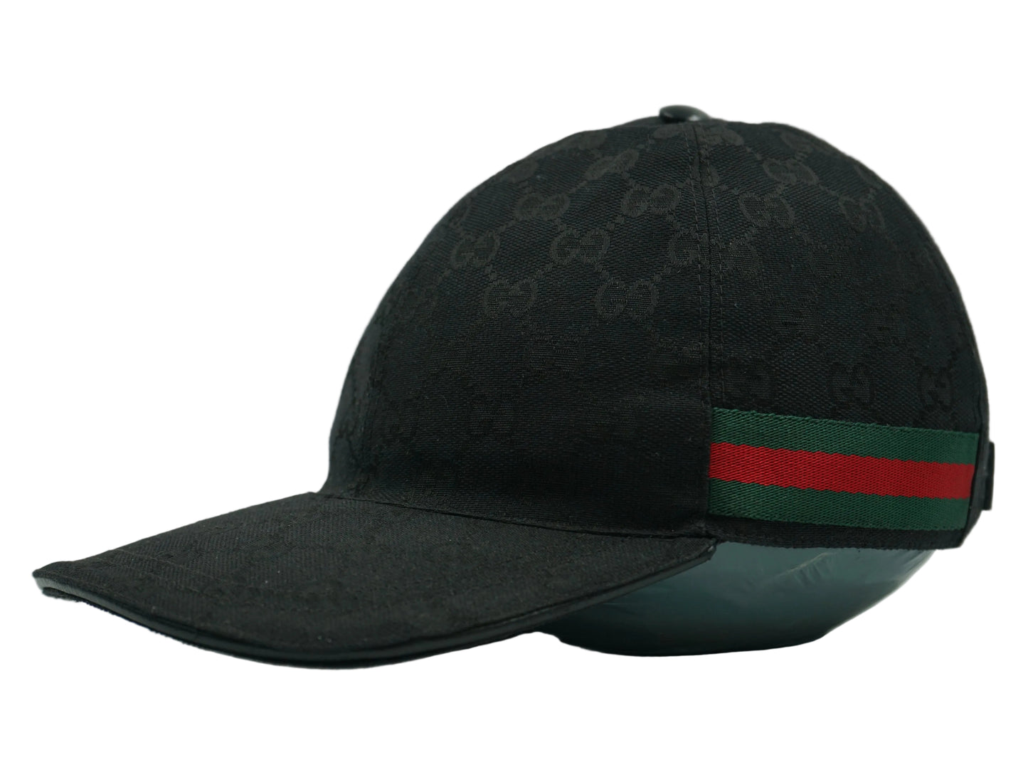 Gucci GG Logo Monogram Black Canvas Baseball Hat