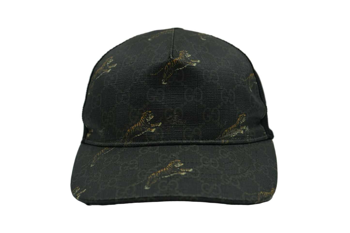 Gucci GG Tiger Print Baseball Black Cap