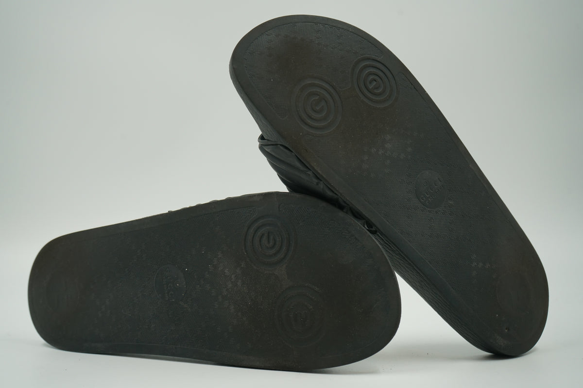 Gucci Black Rubber GG Pool Slides