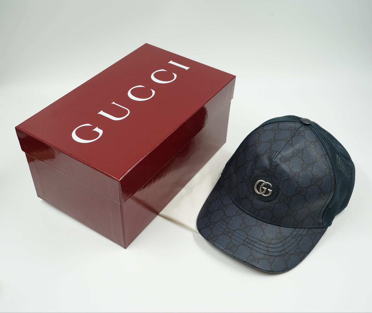 Gucci GG Logo Monogram Navy Blue Baseball Hat