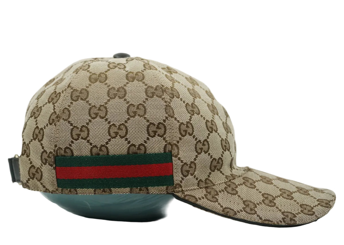 Gucci GG Logo Beige Canvas Baseball Cap