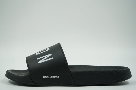 Dsquared2 White Icon Logo Black Slides