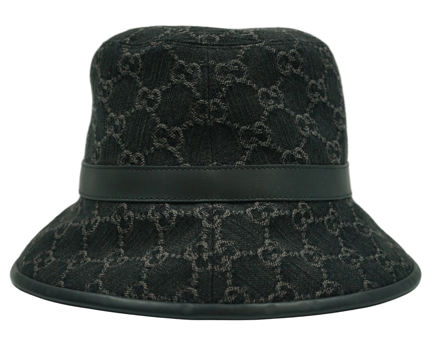 Gucci GG Logo Monogram Black Denim Bucket Hat