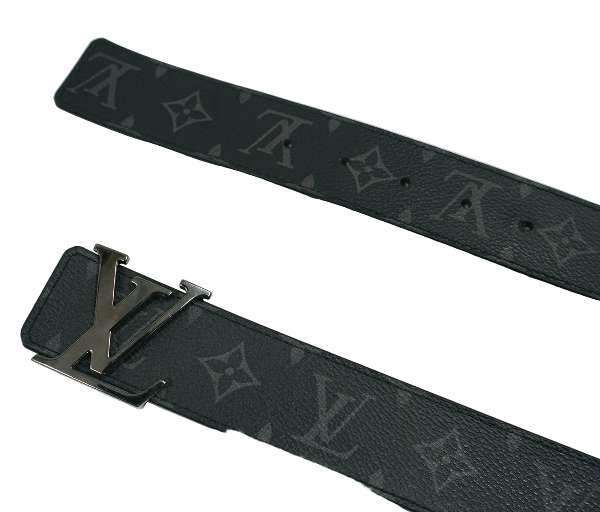 Louis Vuitton Black/Gray Monogram Black Leather Belt