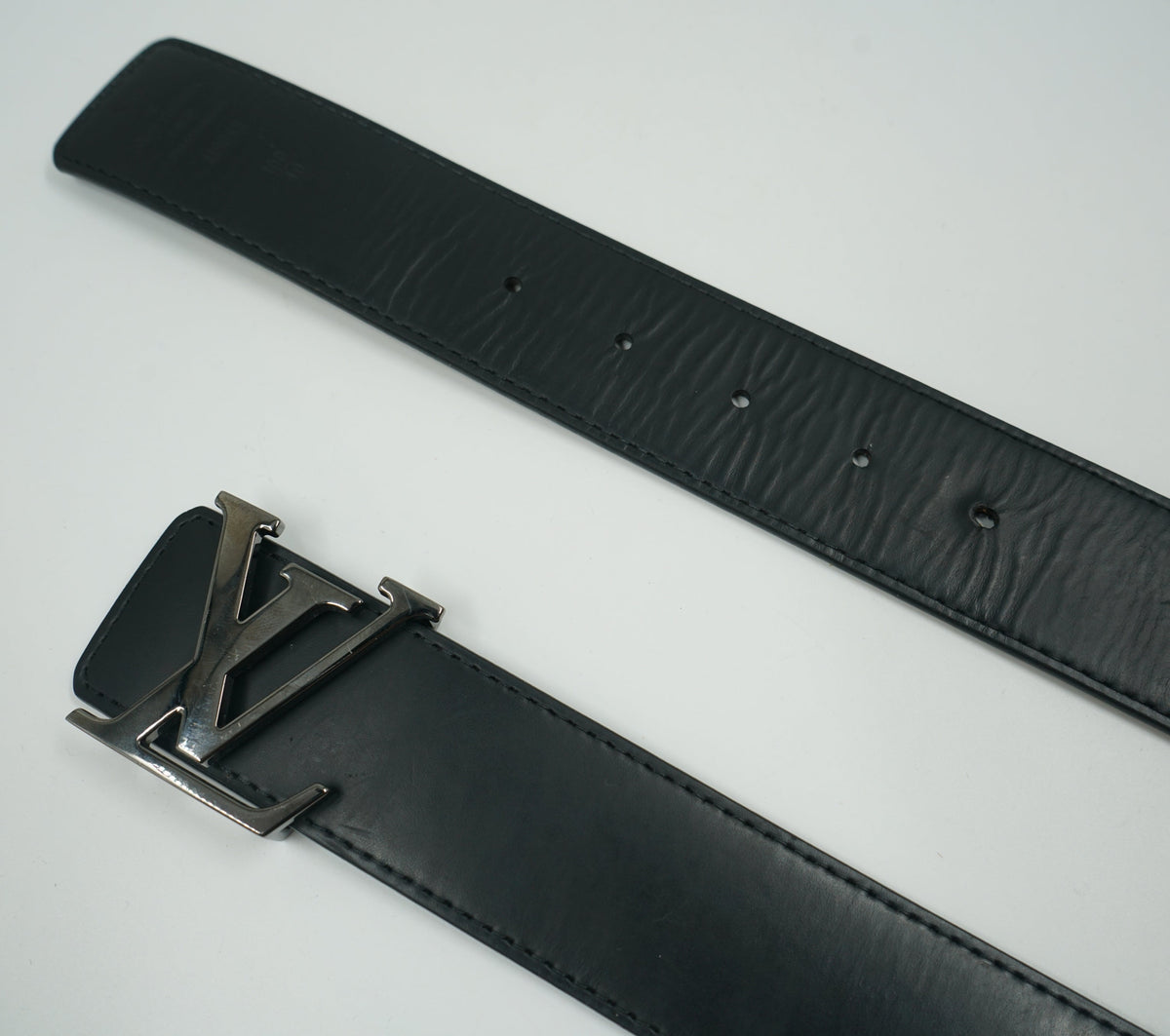 Louis Vuitton Black/Gray Monogram Black Leather Belt