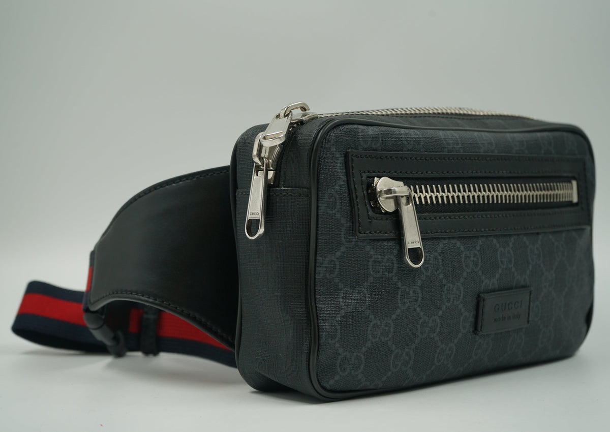 Gucci GG Logo Monogram Supreme Black Belt Bag