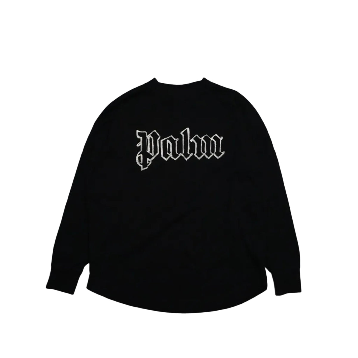 Palm Angels Grey Gothic Logo Black Longsleeve