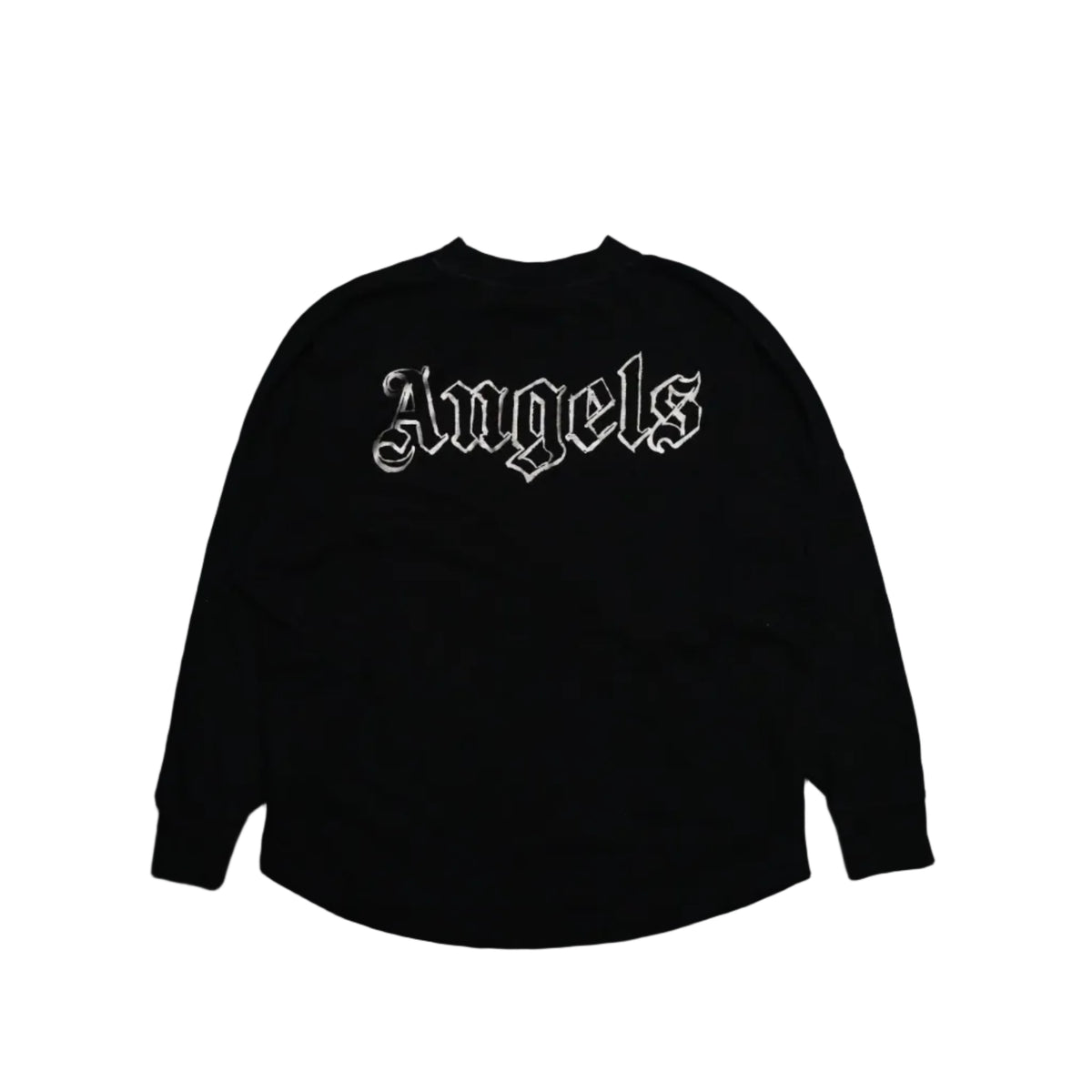 Palm Angels Grey Gothic Logo Black Longsleeve