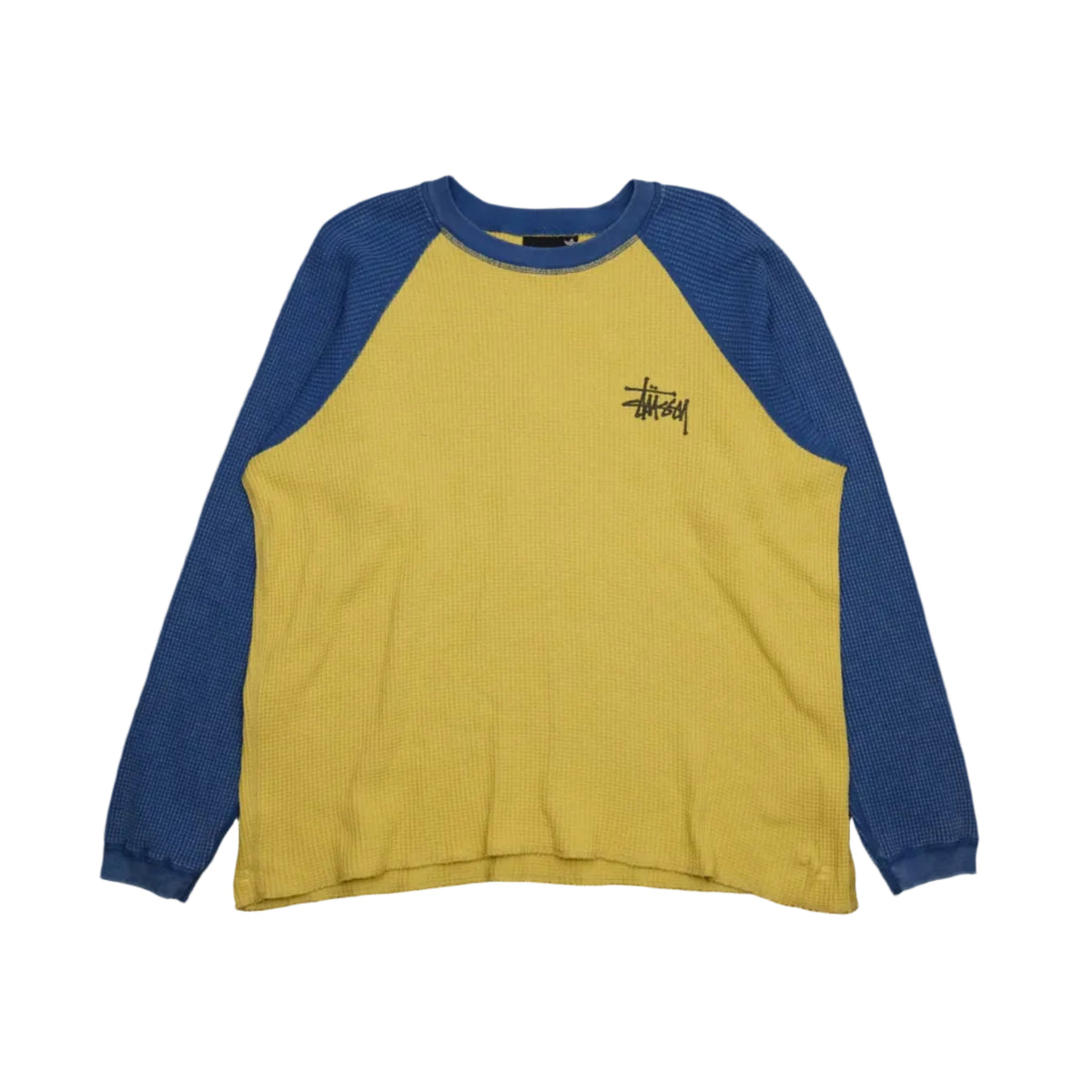 Stussy Thermal 2 Tone Yellow/Blue Raglan Shirt