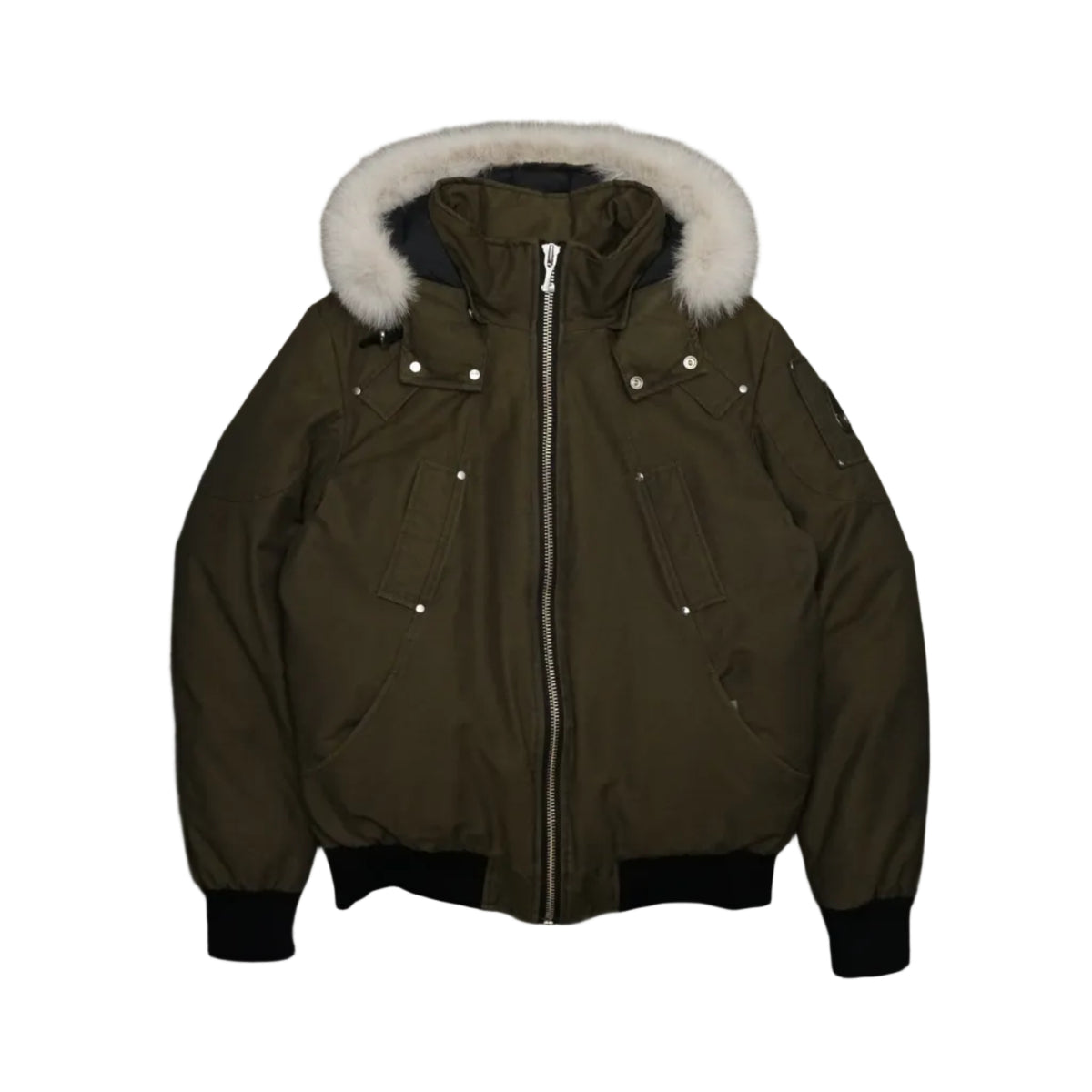 Moose Knuckles Balistic Bomber Green Military Jacket