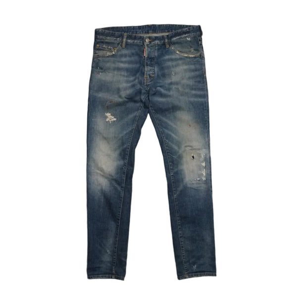 Dsquared2 Orange Splatter Ripped Jeans