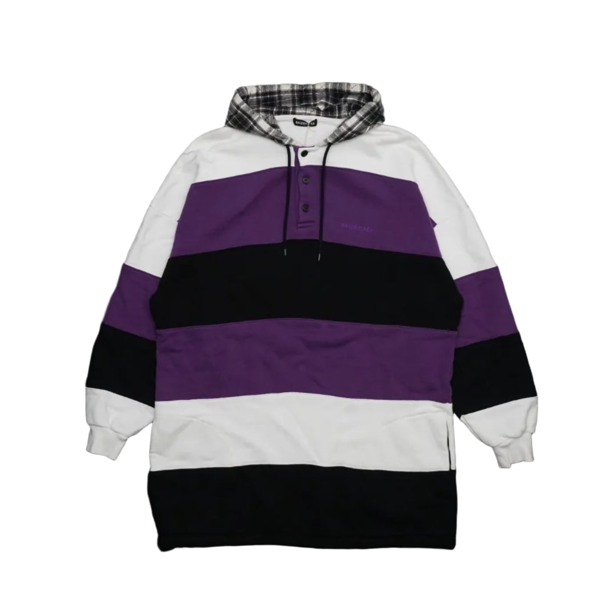 Balenciaga Check Hood Striped Purple/White Hoodie
