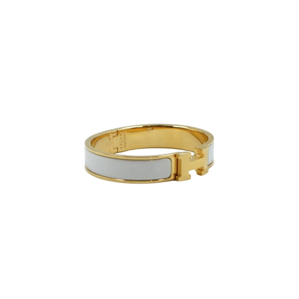Hermes Clic-H Shiny Gold/White Bracelet
