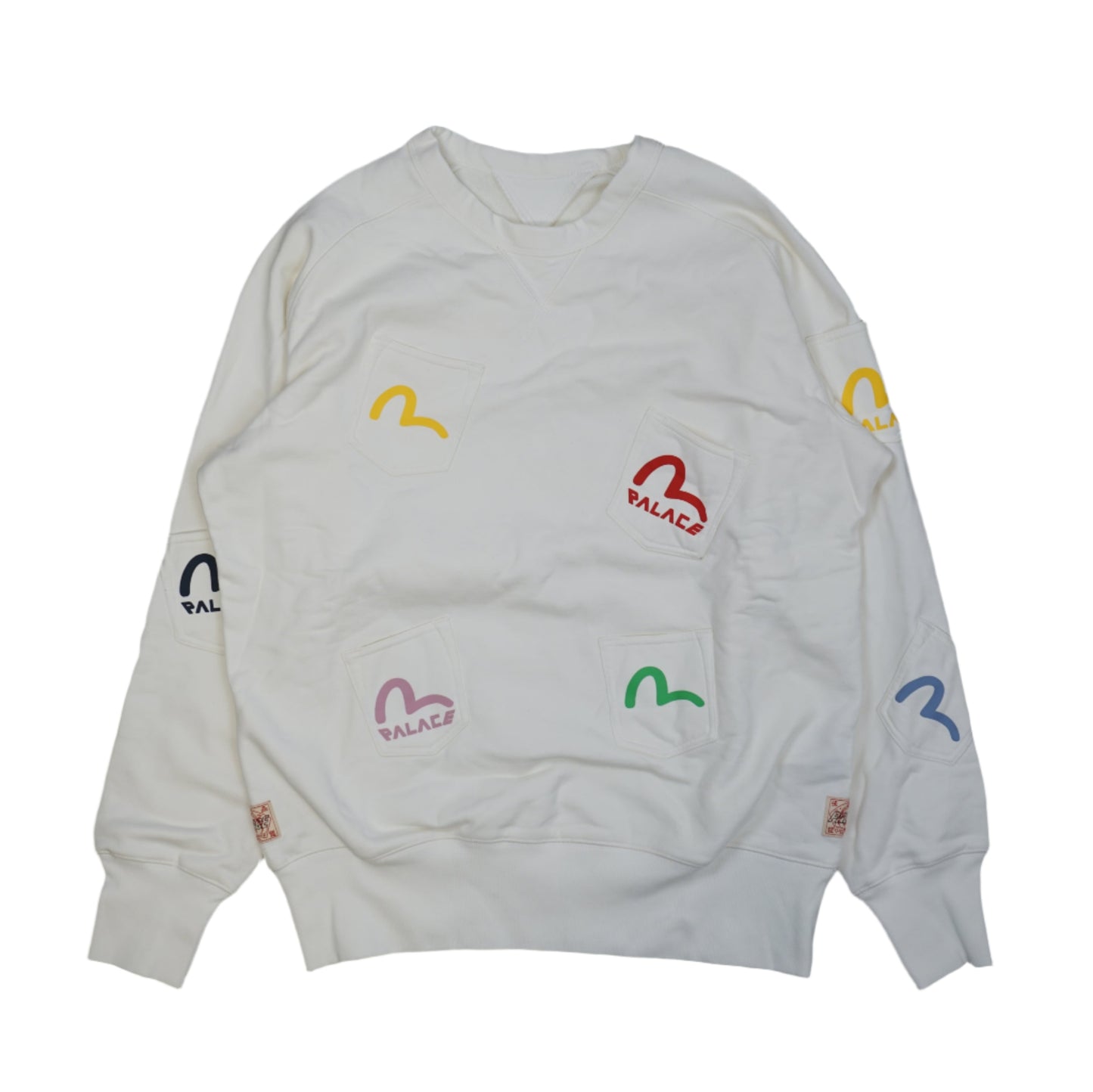 Palace x Evisu Multi Pocket White Crewneck