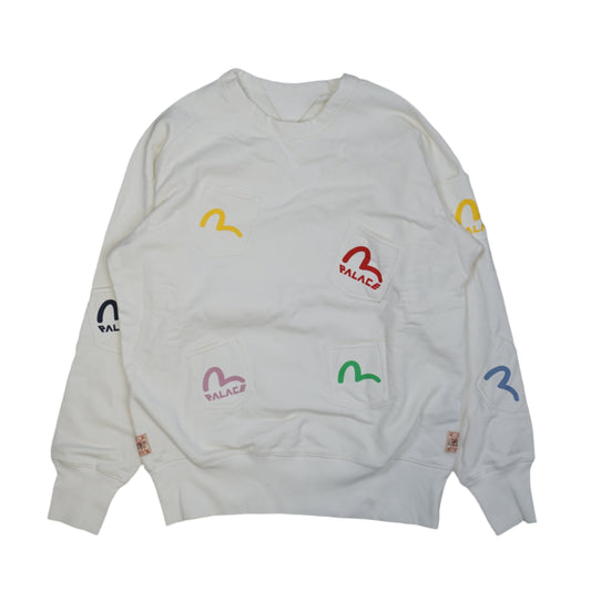 Palace x Evisu Multi Pocket White Crewneck