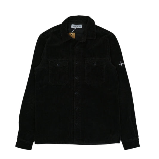 Stone Island Garment Dyed Corduroy Black Overshirt