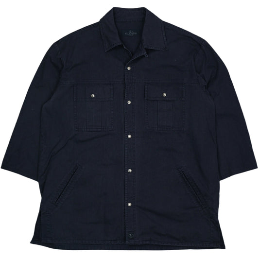 Valentino Vintage 90s Navy Blue Overshirt