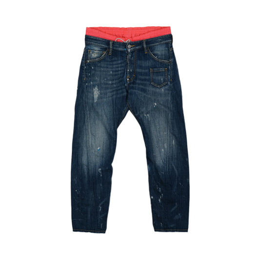 Dsquared2 Pink Shorts Blue/White Stains Blue Jeans