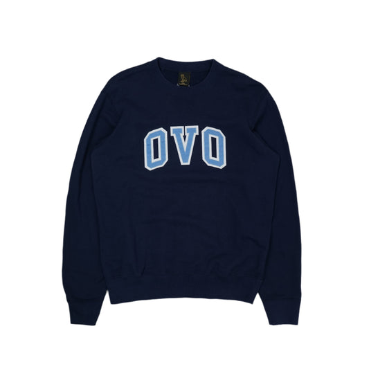 Ovo Chest Text Logo Navy Blue Crewneck