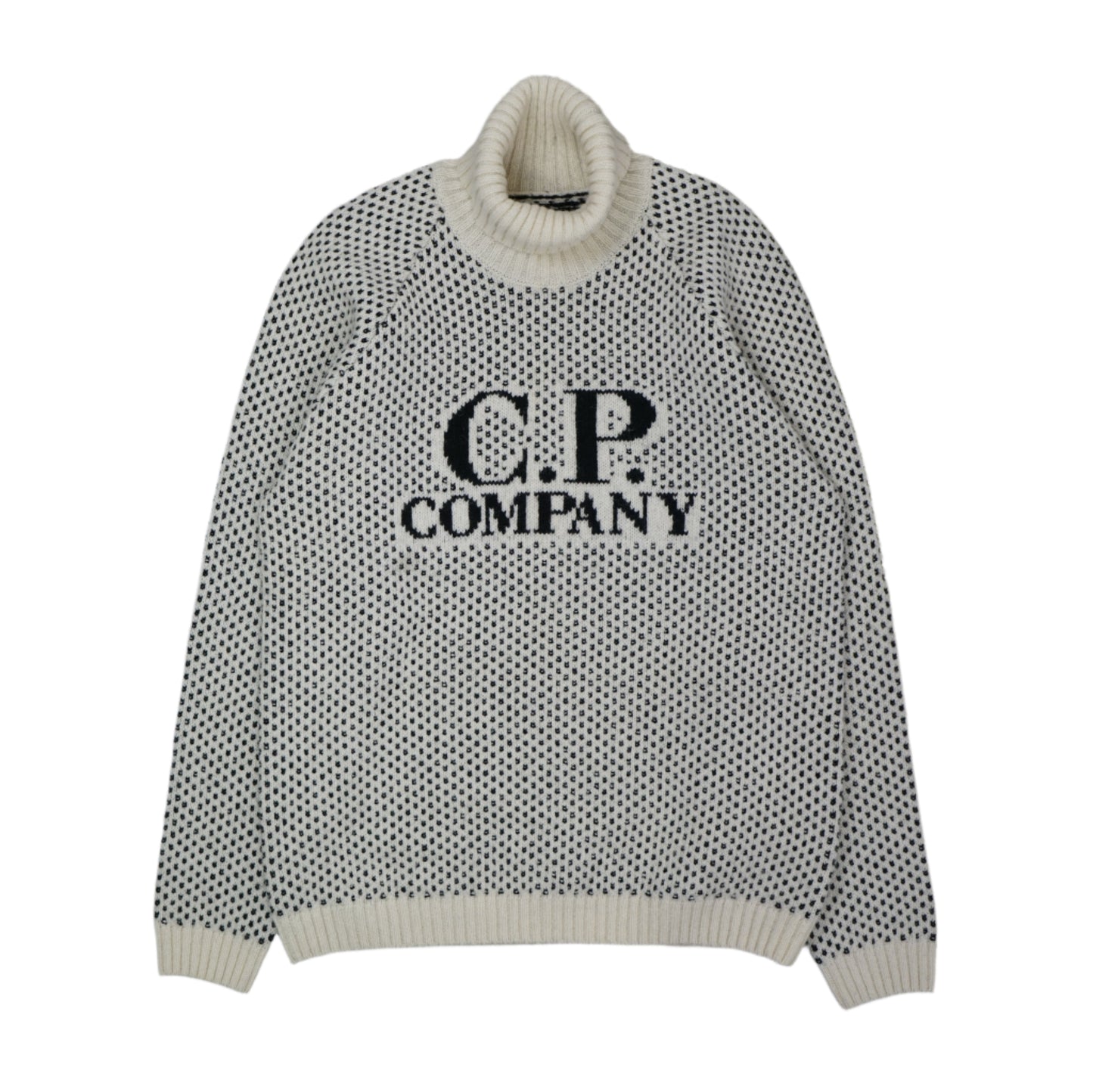 C.P Company Jacquard White Black Roll Neck