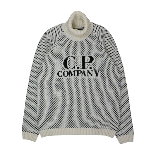 C.P Company Jacquard White Black Roll Neck