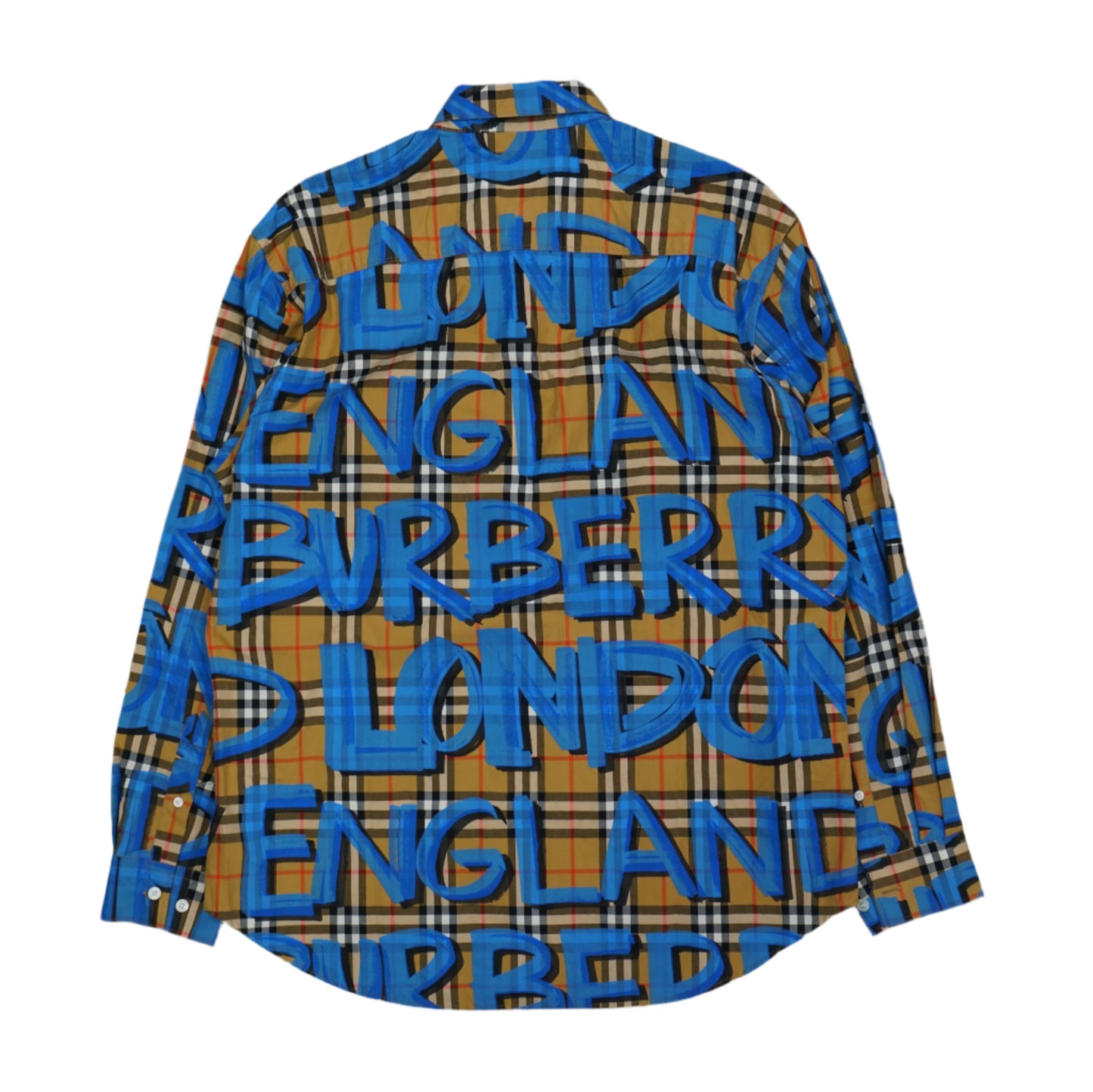 Burberry London All Over Print Blue/Brown Button Shirt