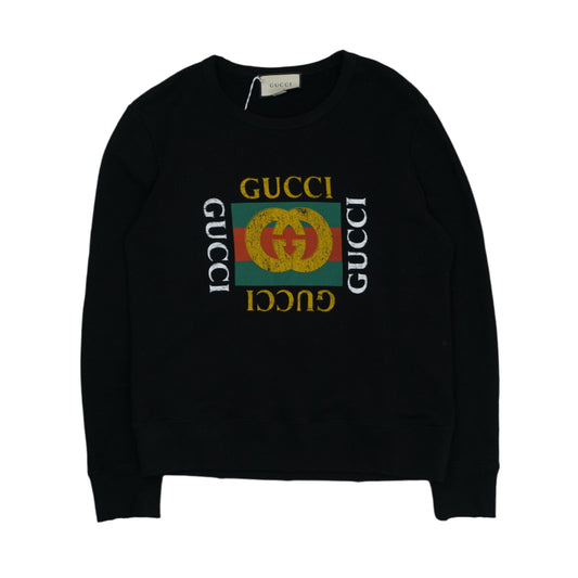 Gucci Fake Logo Black Crewneck
