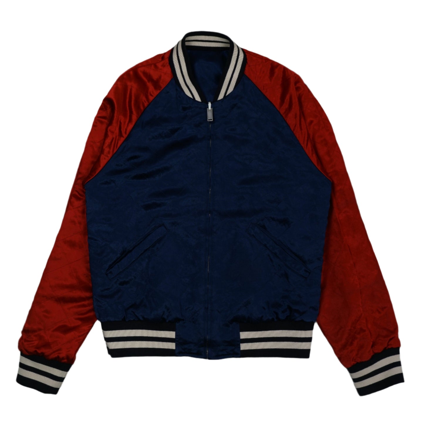 Gucci Reversible Logo Striped Varsity Blue/Red Jacket