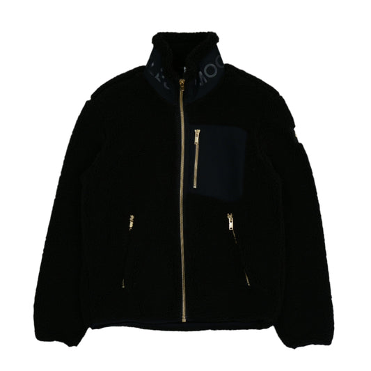 Moose Knuckles Saglele Black Gold Faux Zip-Up Conda Fleece Jacket