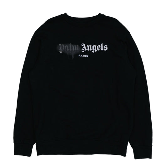 Palm Angels Spray Print Paris Black Crewneck