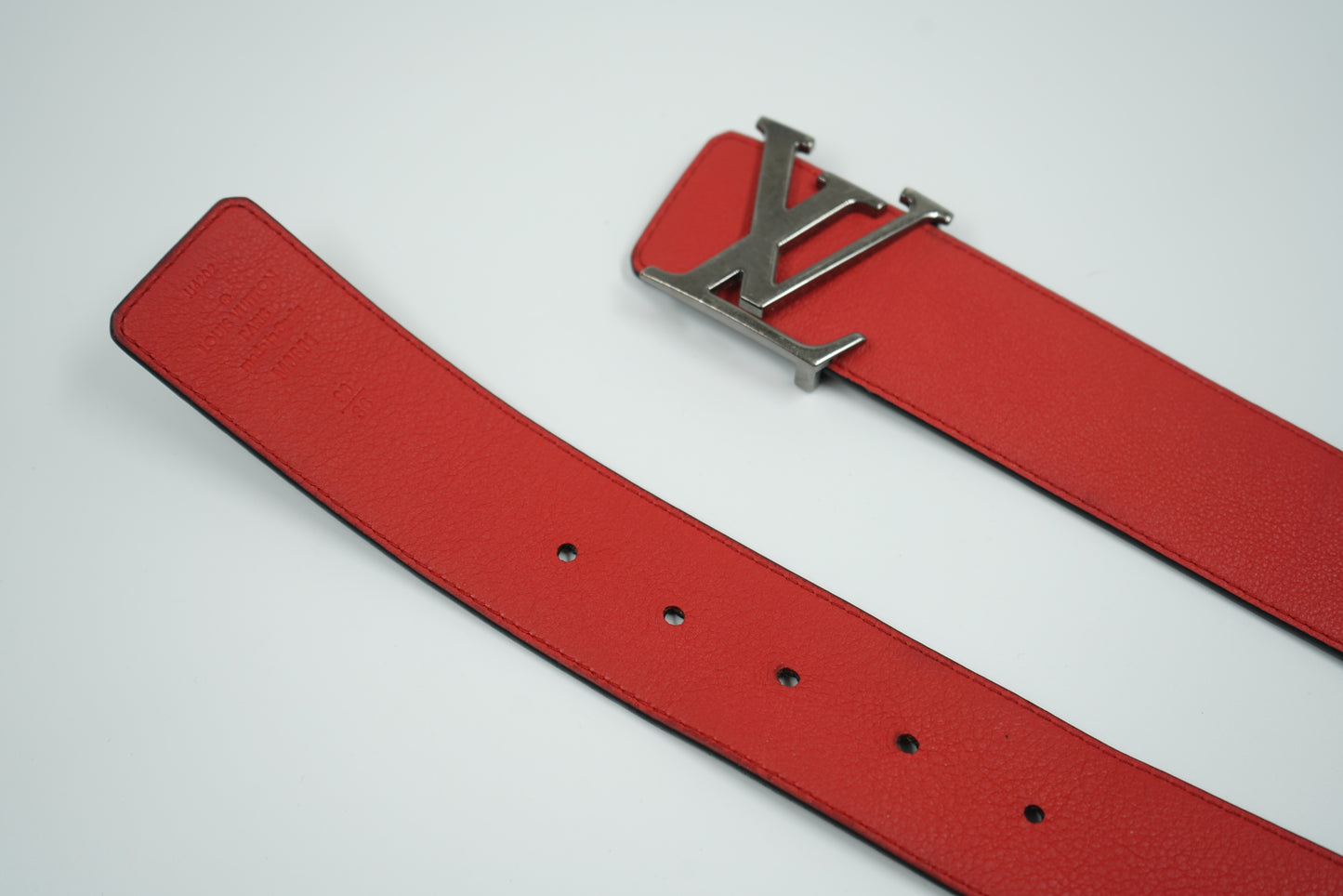 Louis Vuitton Black Monogram Reversible Red Belt