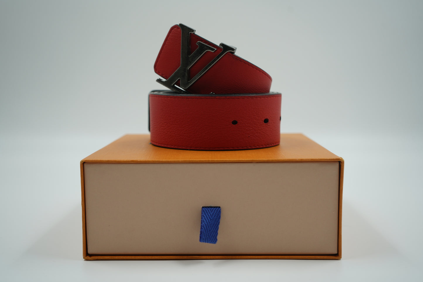 Louis Vuitton Black Monogram Reversible Red Belt