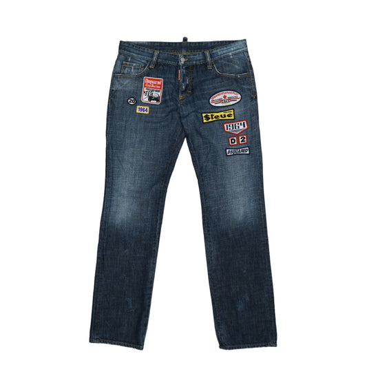Dsquared2 Patch Logos Blue Denim Jeans