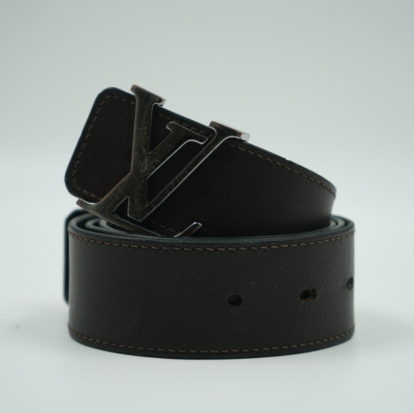 Louis Vuitton Silver Buckle Brown/Black Reversible Belt